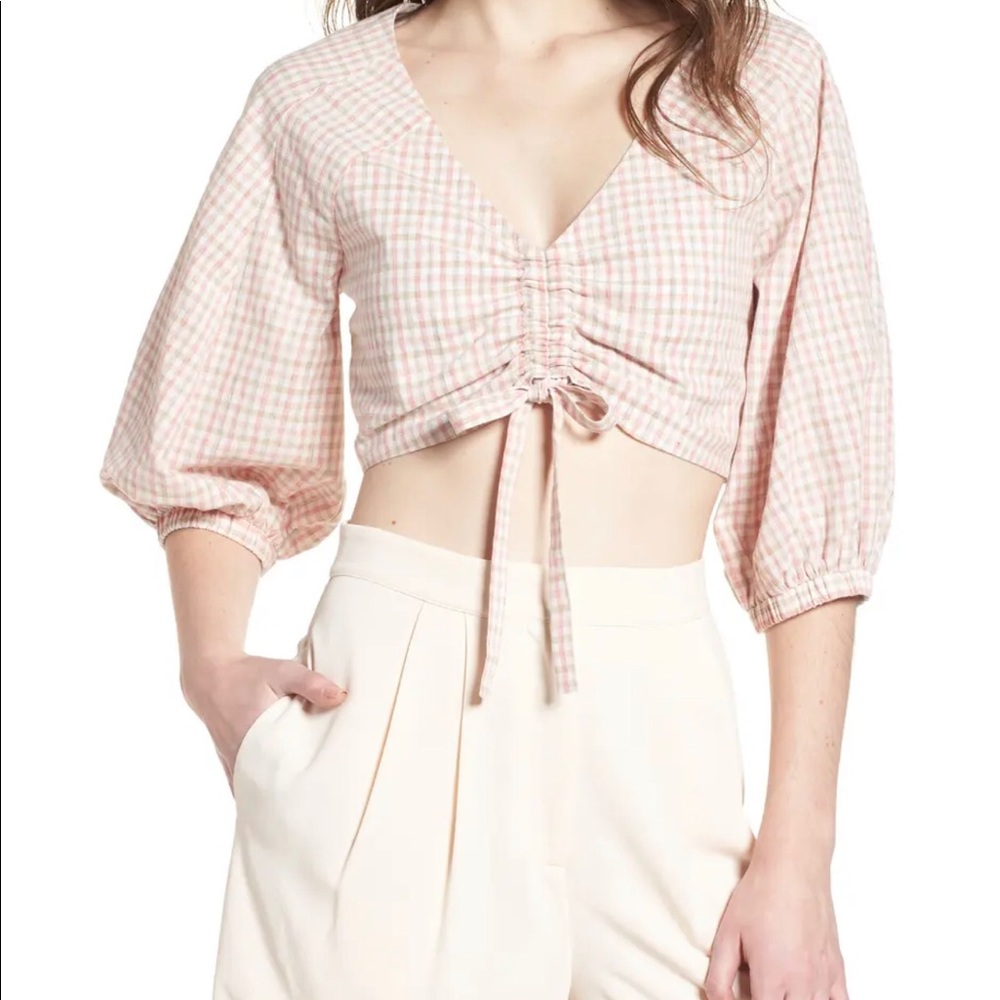 Chriselle x J.O.A. Ruched Front Crop Top